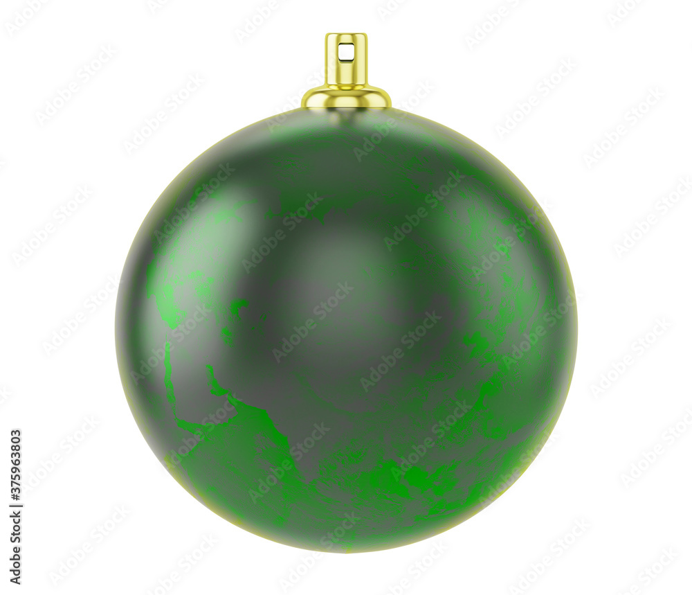 Textured green christmas ball isolated on white background, 3d render Textured green christmas ball isolated on white background, 3d render