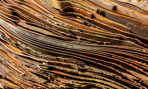 Russet curved metal layers background