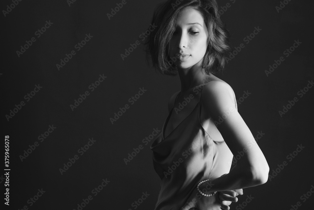 Portrait of a beautiful, sexy women. Black and white art photo. The concept of beauty and youth Portrait of a beautiful, sexy women. Black and white art photo. The concept of beauty and youth