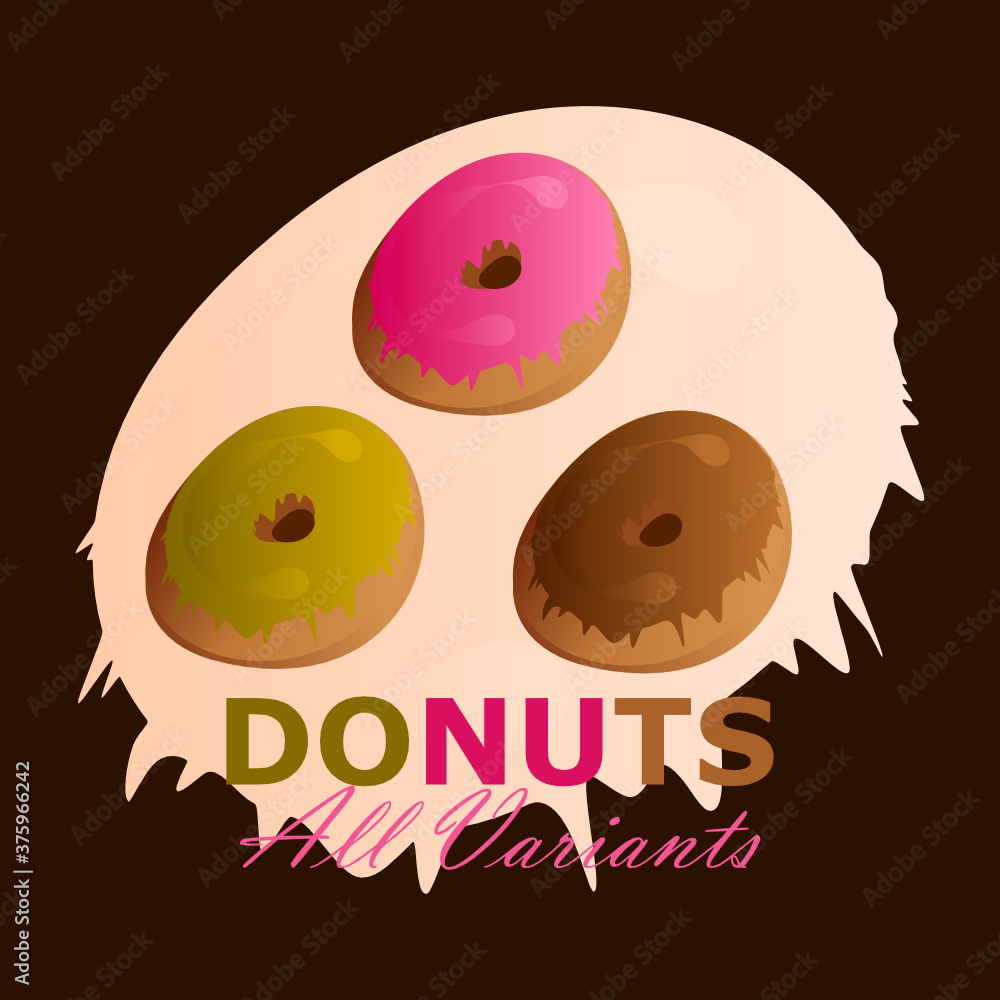Vector illustration of donuts with various flavors