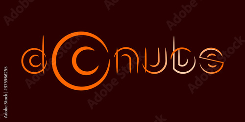 Vector logo for donut cafe business or cake shop with handlettering and  illustration "Donuts"