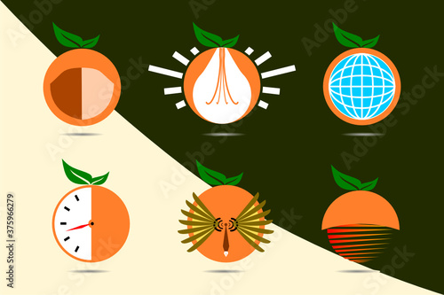 Orange logo bundle. Orange icon set. Usable for general business logos or  icons