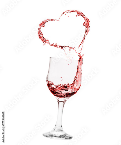 Romantic heart made from liquid in wine glass
