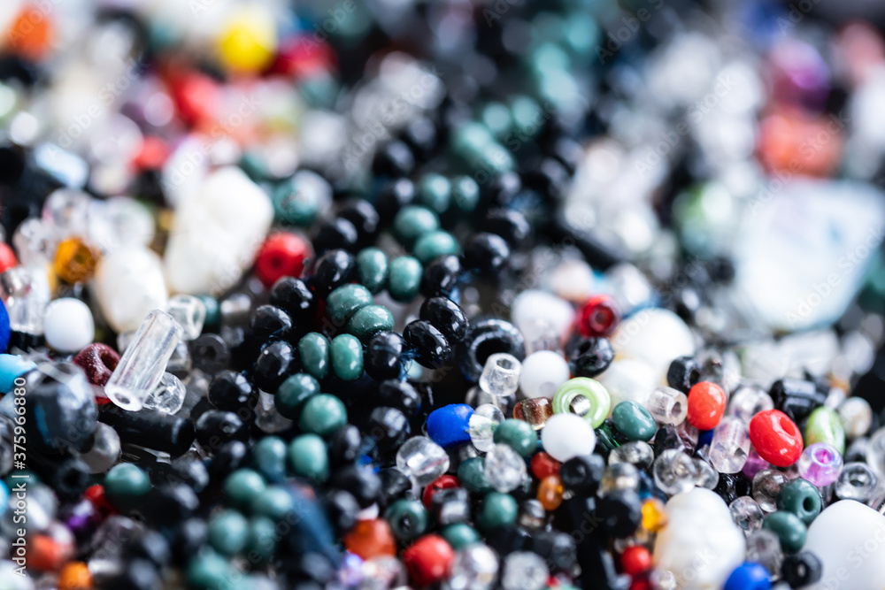 Close up view of different color glass beads Close up view of different color glass beads