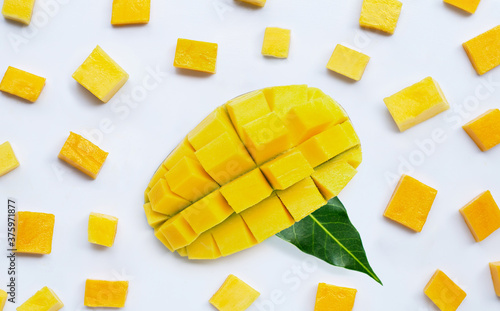 Tropical fruit, Mango  on white background.