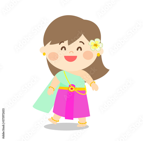 Cartoon Thai Kids have Thai Dessert Vector