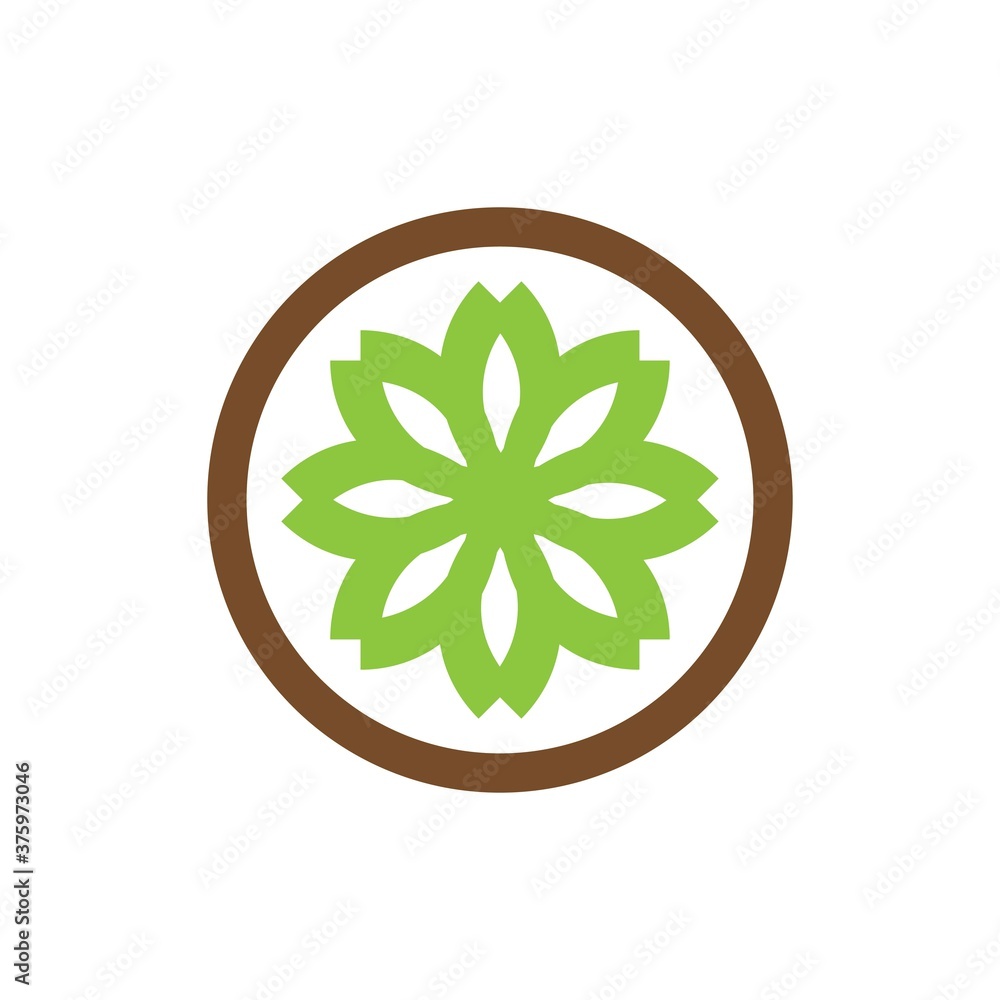 Circle with Flower logo design vector Circle with Flower logo design vector