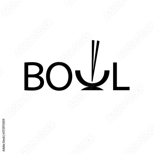 BOWL logo for ramen, ramyeon, noodle, rice bowl restaurant logo design vector