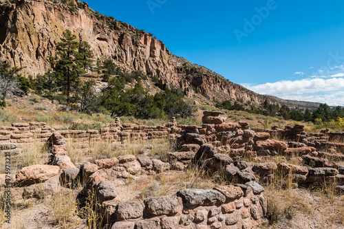 Ruins of the Tyuonyi Pueblo, Bandalier National Monument, New Mexico,USA photo