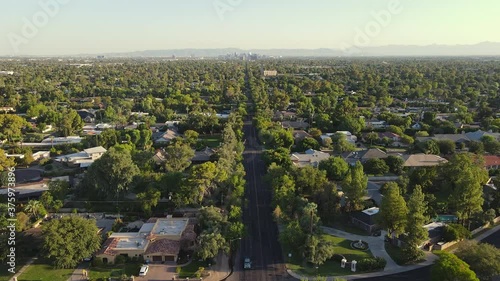 Aerial footage of Phoenix Arizona,USA.  From Central Ave &  Northern Road facing south towards downtown. photo