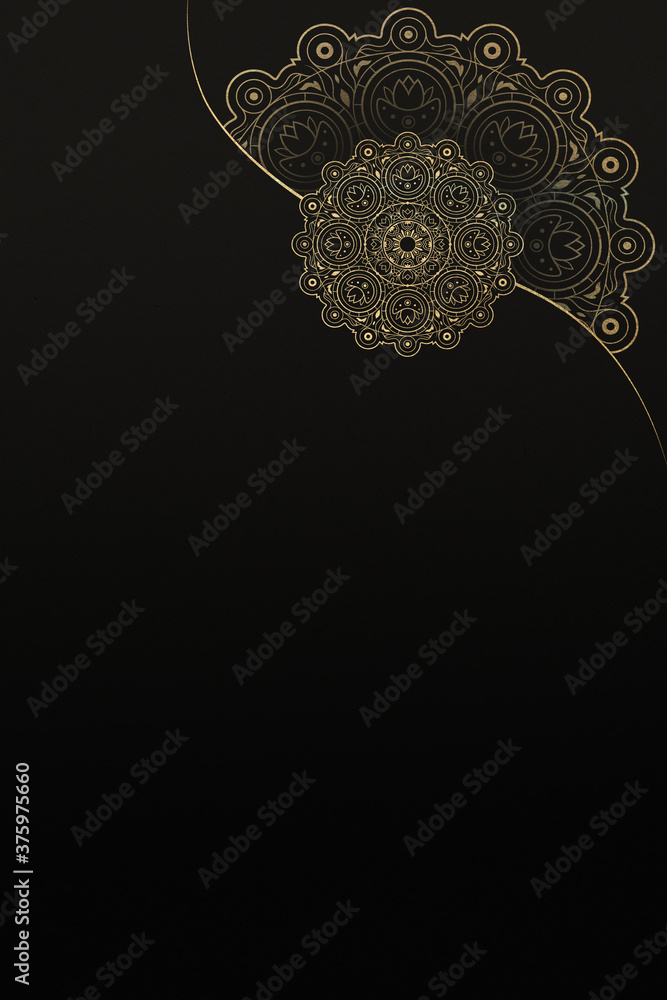 Black background with luxury golden Mandala. Great for invitation, flyer, menu, brochure, postcard, wallpaper, decoration, or any desired idea.