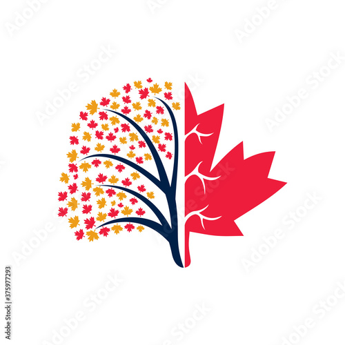 Wallpaper Mural Creative tree and maple leafs logo design. Canada business sign. Torontodigital.ca