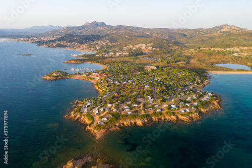 Fototapeta Naklejka Na Ścianę i Meble -  Aerial shot in Sardinia with wonderful beaches and stunning landscapes