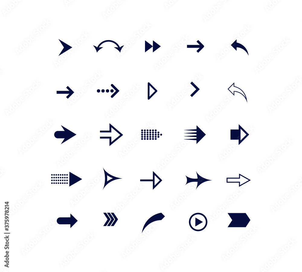 Set of arrows. Collection of different styles. Vector illustration. Set of arrows. Collection of different styles. Vector illustration.