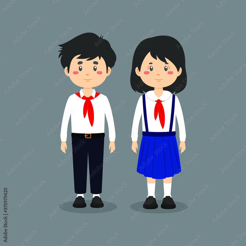 Cute Character Wearing North Koreans Uniform Cute Character Wearing North Koreans Uniform