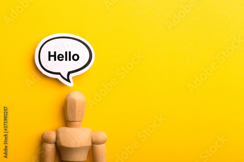 Hello Concept Isolated On Yellow Background