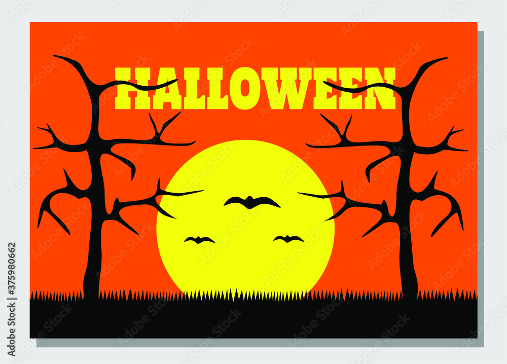 halloween background with tree