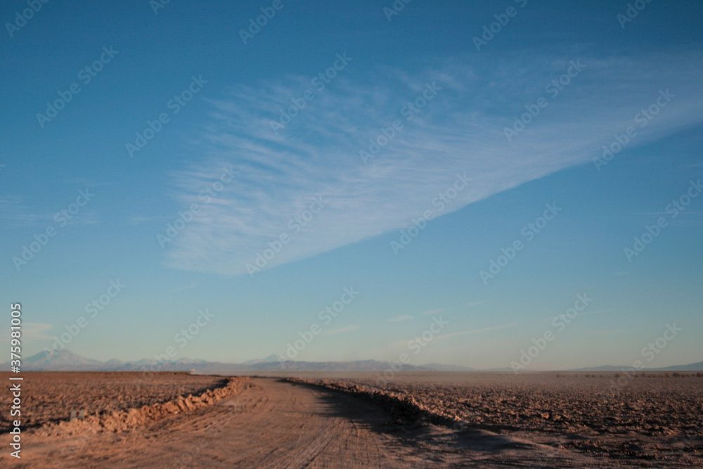 path desert blue sky cloud