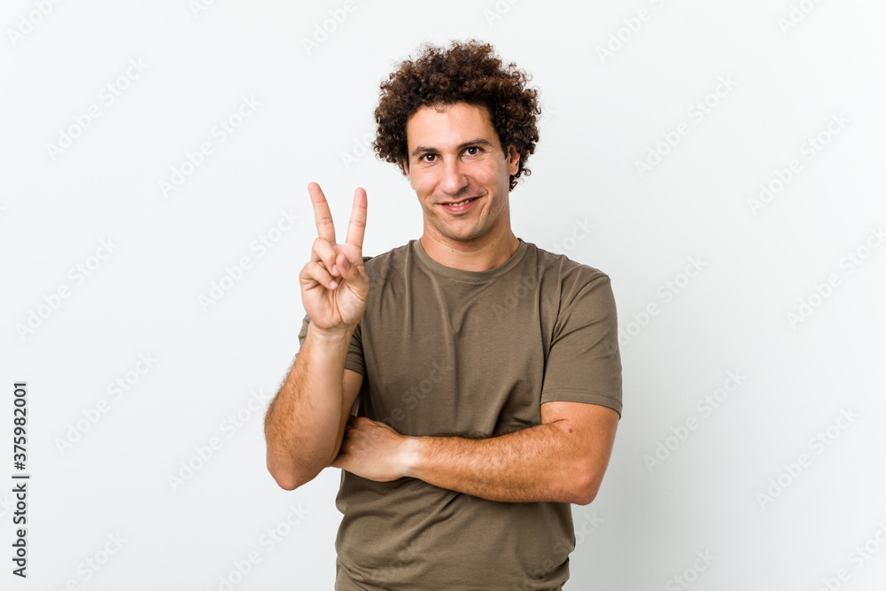 Mature handsome man isolated showing number two with fingers. Mature handsome man isolated showing number two with fingers.