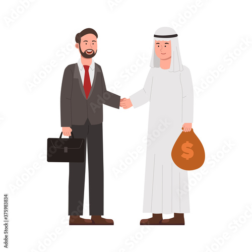 Two Businessman Dealing With Money for Invest Cartoon Illustration