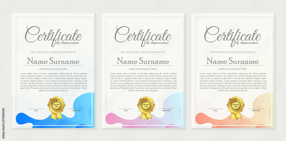 Membership certificate best award diploma set. Membership certificate best award diploma set.