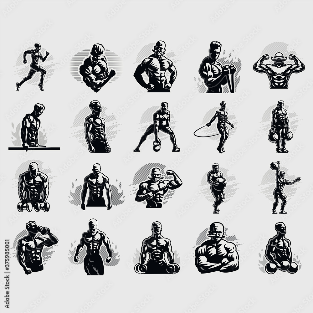 Fototapeta Male fitness collection.