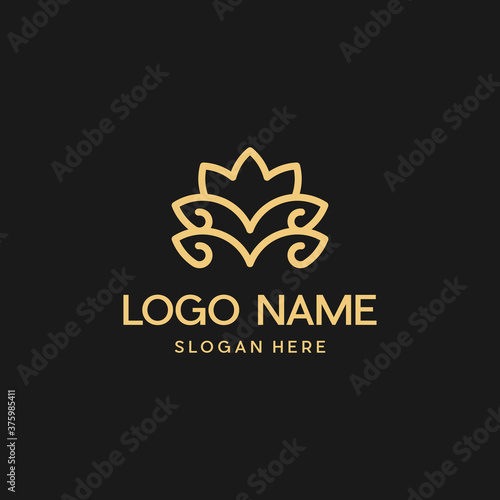 The letter M - lotus monogram thin line vector logo, Luxury elegant lotus flower logo linear line art monogram style letter M 