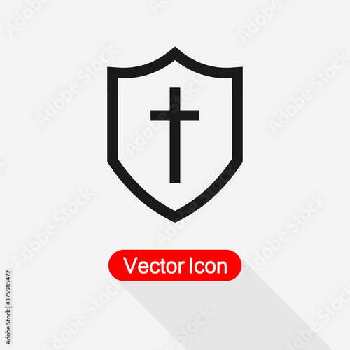 Shields With Christian Cross Icon Shield Icon Vector Illustration Eps10