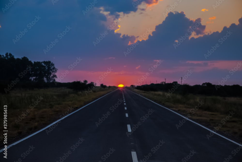 Sunset on an Argentine route