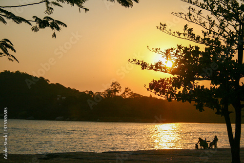 beach sunset golden sun beautiful peace