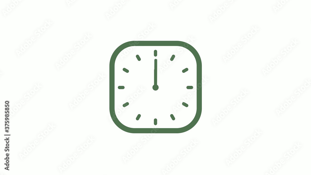 Amazing green gray 12 hours counting down clock icon on white background Amazing green gray 12 hours counting down clock icon on white background