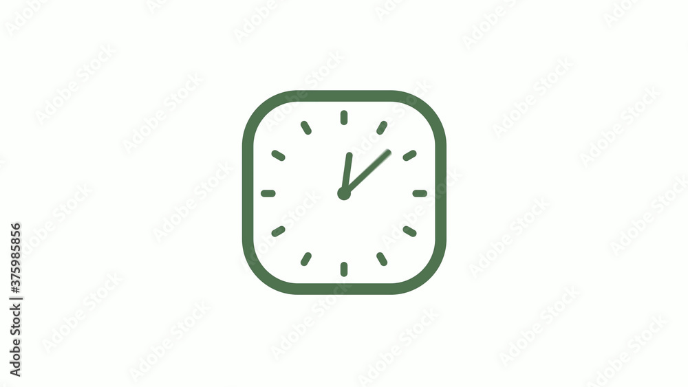 Amazing green gray 12 hours counting down clock icon on white background Amazing green gray 12 hours counting down clock icon on white background