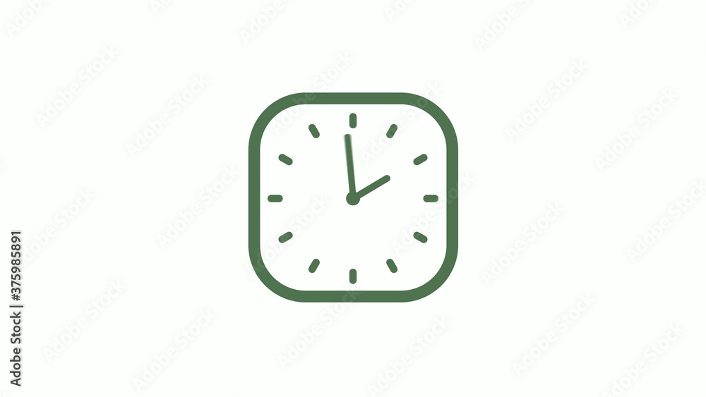 Amazing green gray 12 hours counting down clock icon on white background Amazing green gray 12 hours counting down clock icon on white background