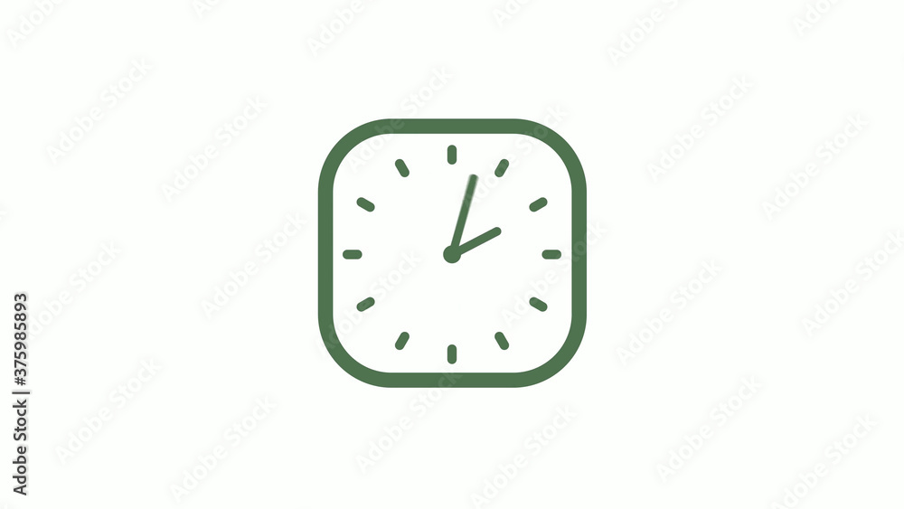 Amazing green gray 12 hours counting down clock icon on white background Amazing green gray 12 hours counting down clock icon on white background