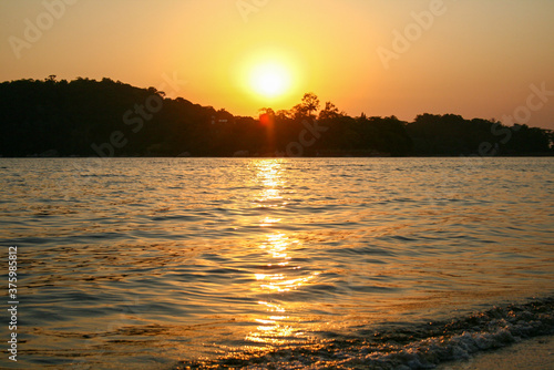 beach sunset golden sun beautiful peace