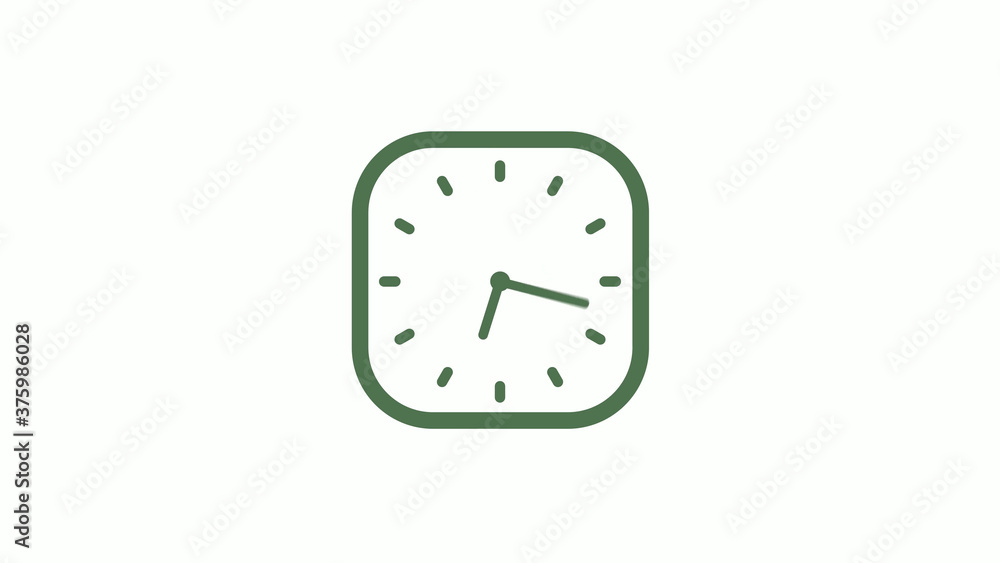 Amazing green gray 12 hours counting down clock icon on white background Amazing green gray 12 hours counting down clock icon on white background