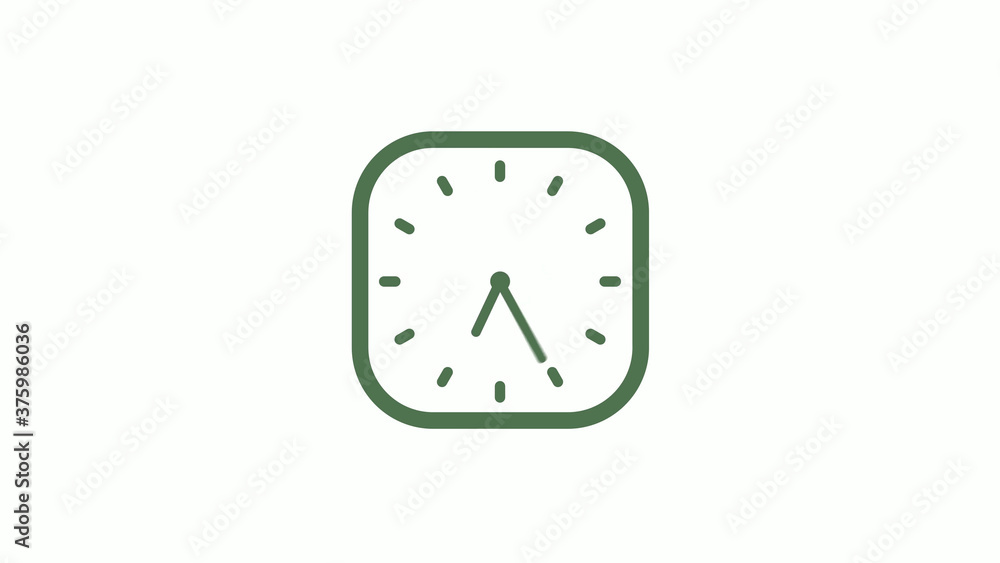 Amazing green gray 12 hours counting down clock icon on white background Amazing green gray 12 hours counting down clock icon on white background