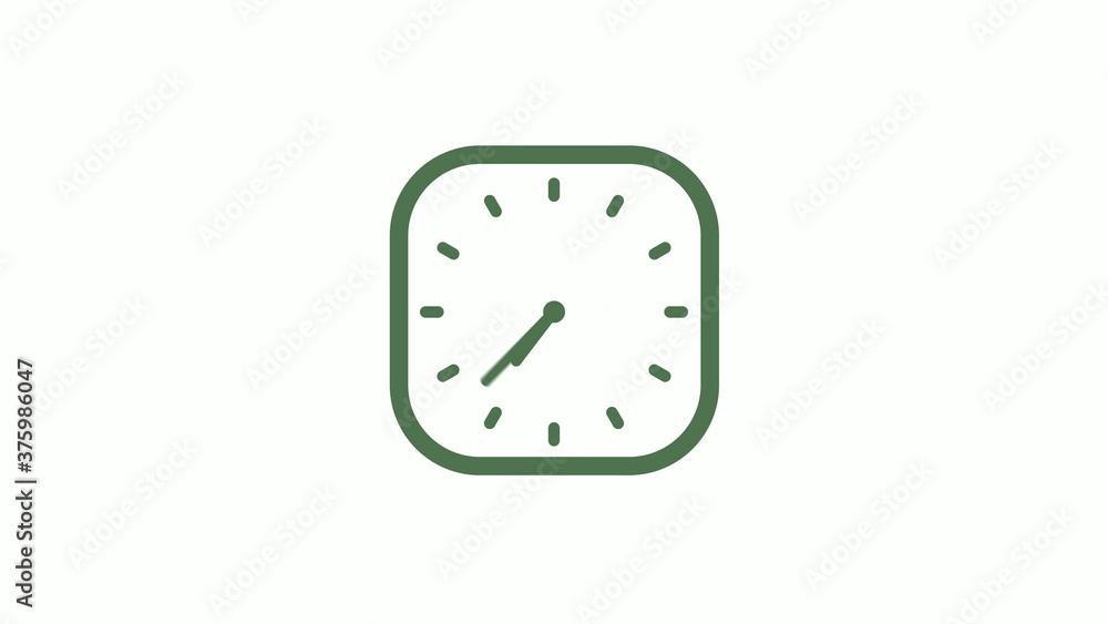 Amazing green gray 12 hours counting down clock icon on white background Amazing green gray 12 hours counting down clock icon on white background