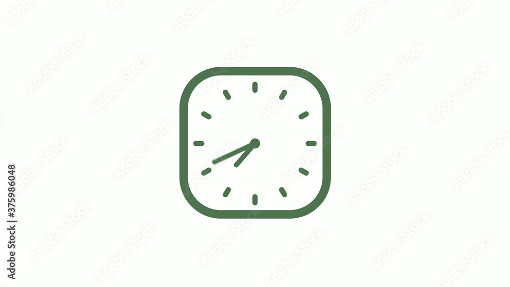 Amazing green gray 12 hours counting down clock icon on white background Amazing green gray 12 hours counting down clock icon on white background