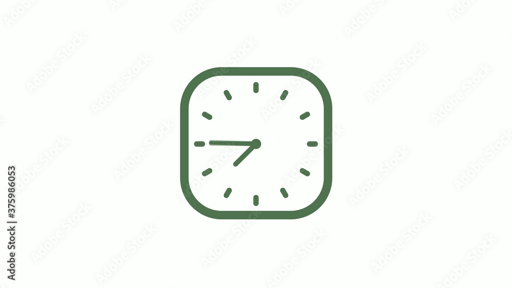 Amazing green gray 12 hours counting down clock icon on white background Amazing green gray 12 hours counting down clock icon on white background