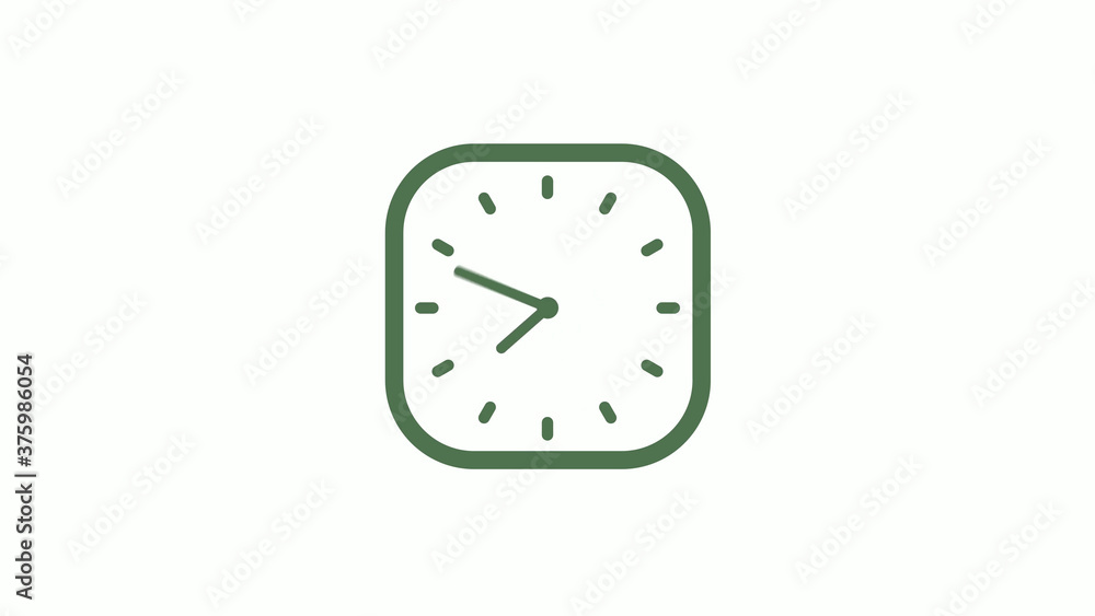 Amazing green gray 12 hours counting down clock icon on white background Amazing green gray 12 hours counting down clock icon on white background