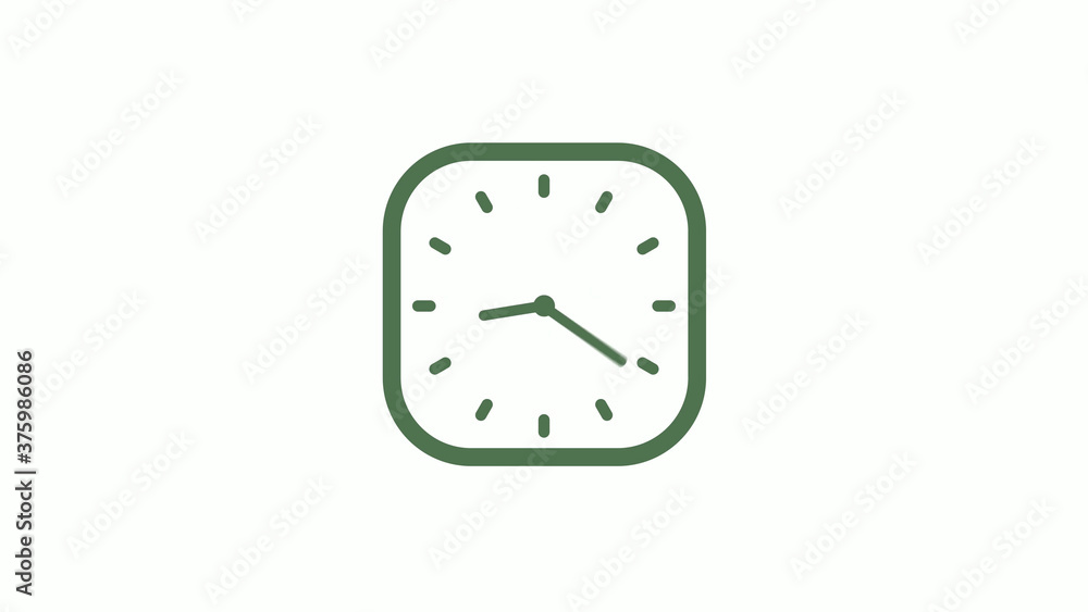 Amazing green gray 12 hours counting down clock icon on white background Amazing green gray 12 hours counting down clock icon on white background