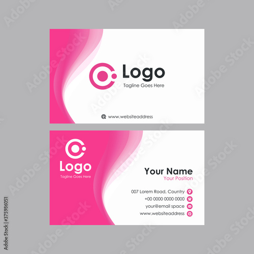 abstract blurry pink wavy business card design, professional stylish name card template vector