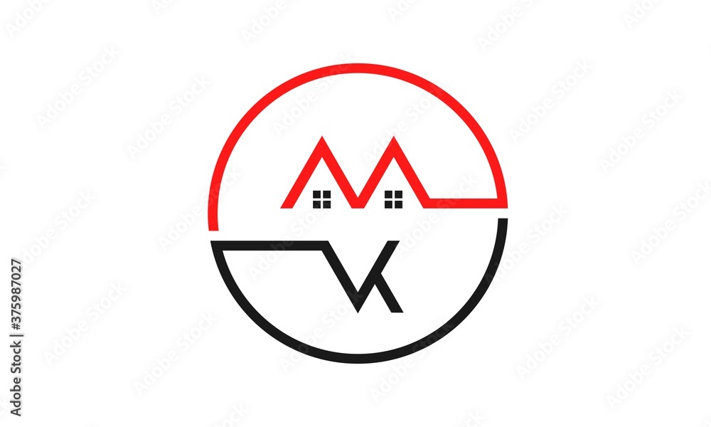 Abstract MK with house illustration vector design Abstract MK with house illustration vector design