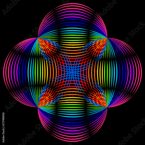 Vector circle pattern shape flower with rainbow fulcolor reflection. Usable for decoration and background card, banner, cover, etc