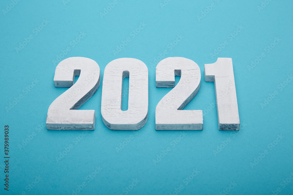 Flat lay Happy New year 2021 celebration