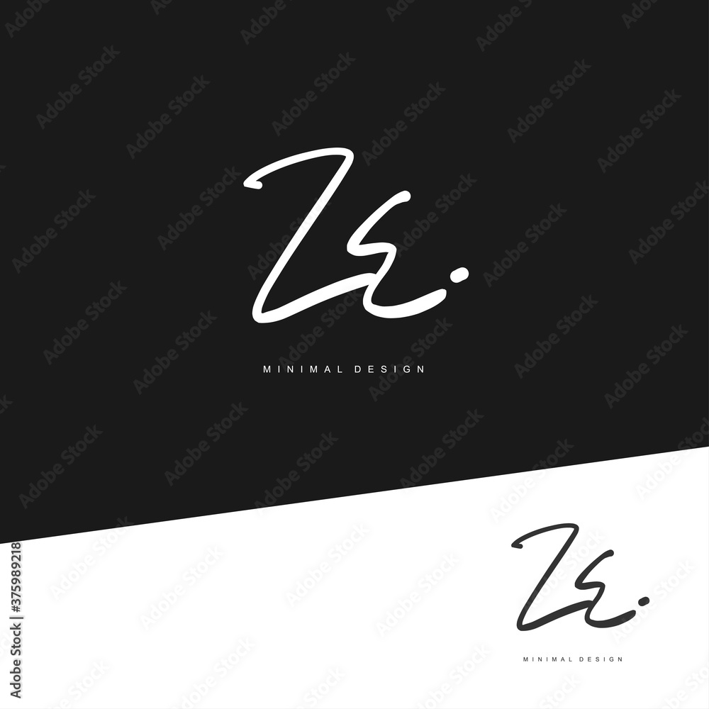 ZE Initial handwriting or handwritten logo for identity. Logo with signature and hand drawn style. ZE Initial handwriting or handwritten logo for identity. Logo with signature and hand drawn style.