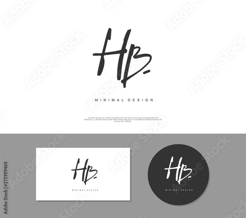 HB Initial handwriting or handwritten logo for identity. Logo with signature and hand drawn style.