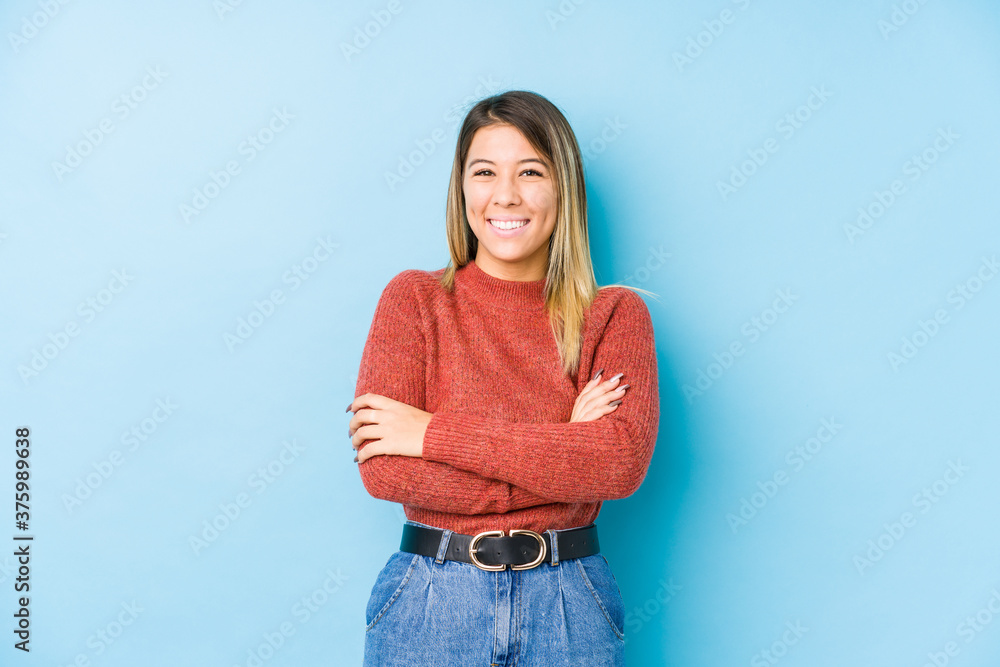 young caucasian woman posing isolated laughing and having fun. young caucasian woman posing isolated laughing and having fun.