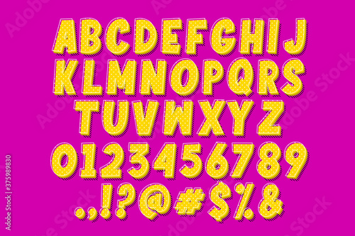 Pop art alphabet with rich texture